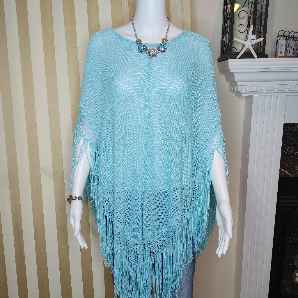 Aila Blue Byron Bay Poncho In Aqua O/S